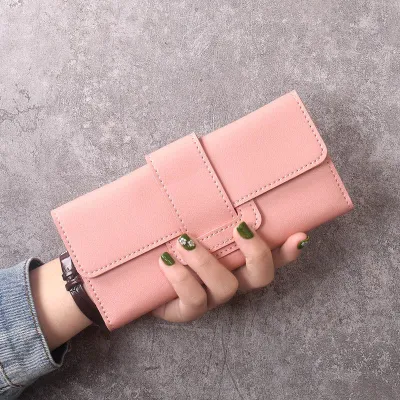 Urban Simplicity Solid Color Tri-Fold Long Wallet