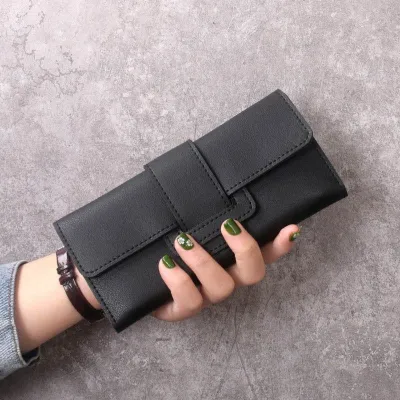 Urban Simplicity Solid Color Tri-Fold Long Wallet