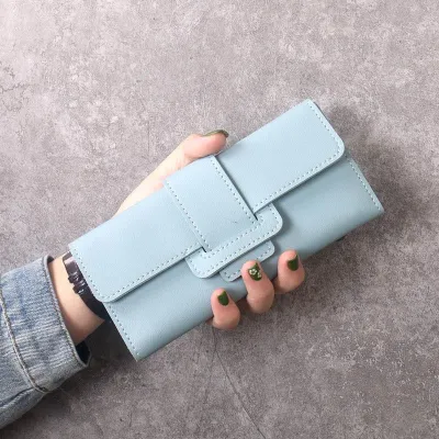 Urban Simplicity Solid Color Tri-Fold Long Wallet