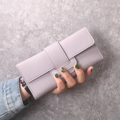 Urban Simplicity Solid Color Tri-Fold Long Wallet