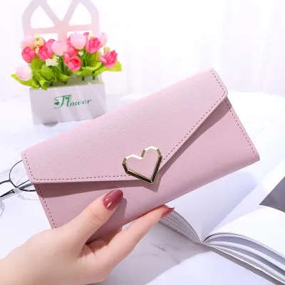 Fashion Solid Color Heart-Shaped Multi-Card PU Leather Wallet