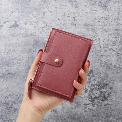 Fashion Solid Color Multi-Function PU Leather Card Bag Wallet