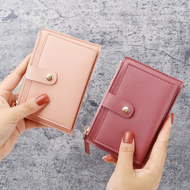 Fashion Solid Color Multi-Function PU Leather Card Bag Wallet