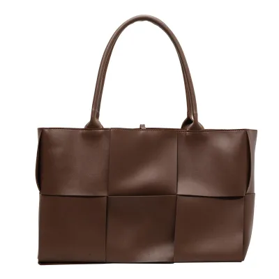 Women Retro Large Woven PU Tote Bag Shoulder Bag