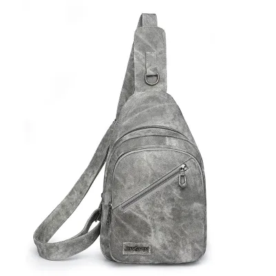 Women Fashionable Casual Solid Color Multi-Layer Large Capacity Zipper PU Chest Bag S-5XL