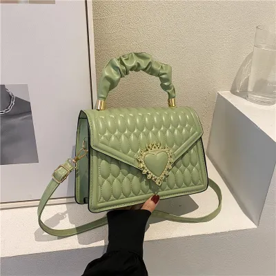 Fashion Heart Flip Square PU Shoulder Bag Flap Closure Soft Single Strap