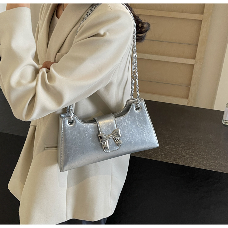 Wholesale Women Fashion Solid Color Bow Square Shoulder