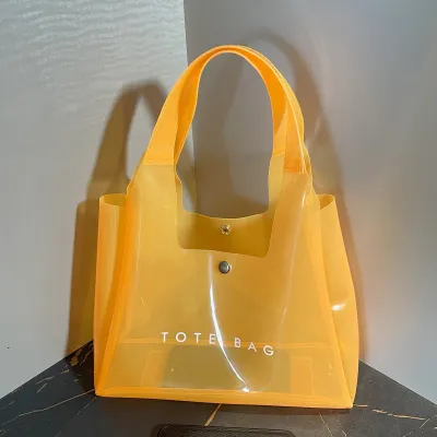 Women Fashion Simple PVC Plastic Transparent Jelly Shoulder Bag