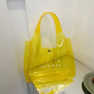 Women Fashion Simple PVC Plastic Transparent Jelly Shoulder Bag