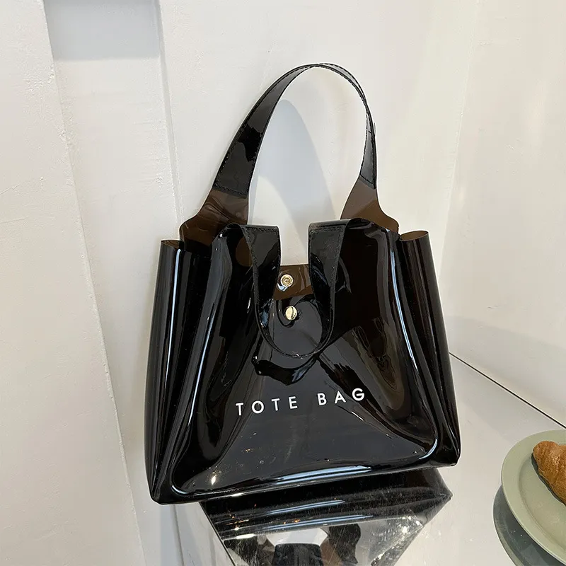 Women Fashion Simple PVC Plastic Transparent Jelly Shoulder Bag