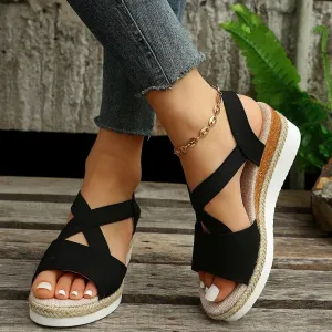 Plus Size Simple Platform Sandals Peep Toe Cloth