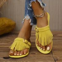 Women Fashion Flat Metal Buckle Transparent Slippers