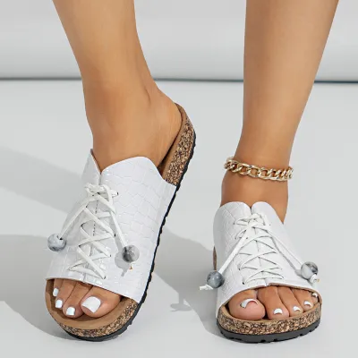 Fashion Platform Lace-Up Slippers