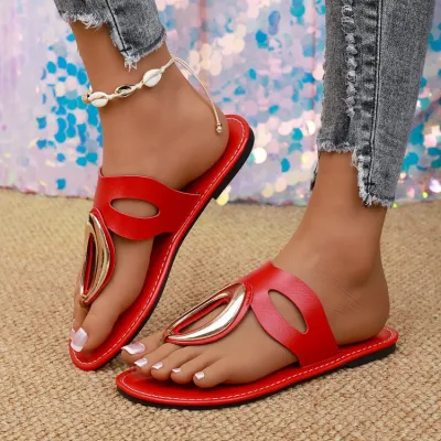 Plus Size Roman Style Flat Slippers with Microfiber Upper