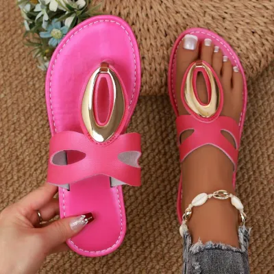 Plus Size Roman Style Flat Slippers with Microfiber Upper