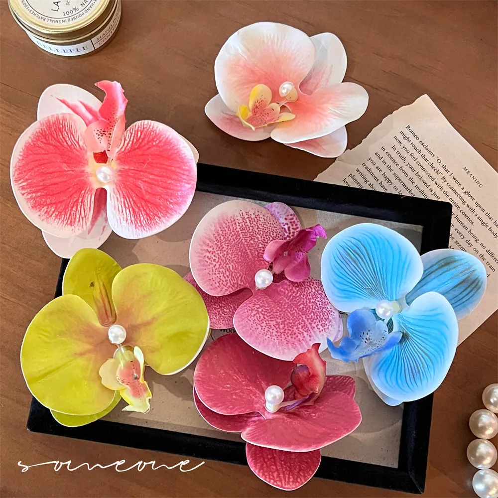 Women Fashion Halo Dyeing Phalaenopsis Floral Hair Claws
