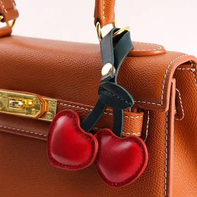 Fashion Cherry Leather Keychain