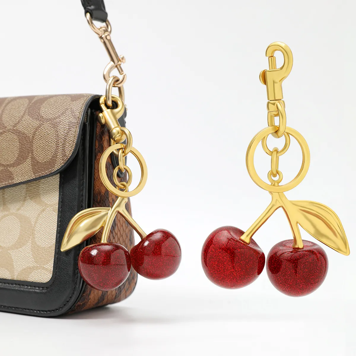 Fashion Cherry Fruit Bag Pendant Key Chain Plastic Resin Simple