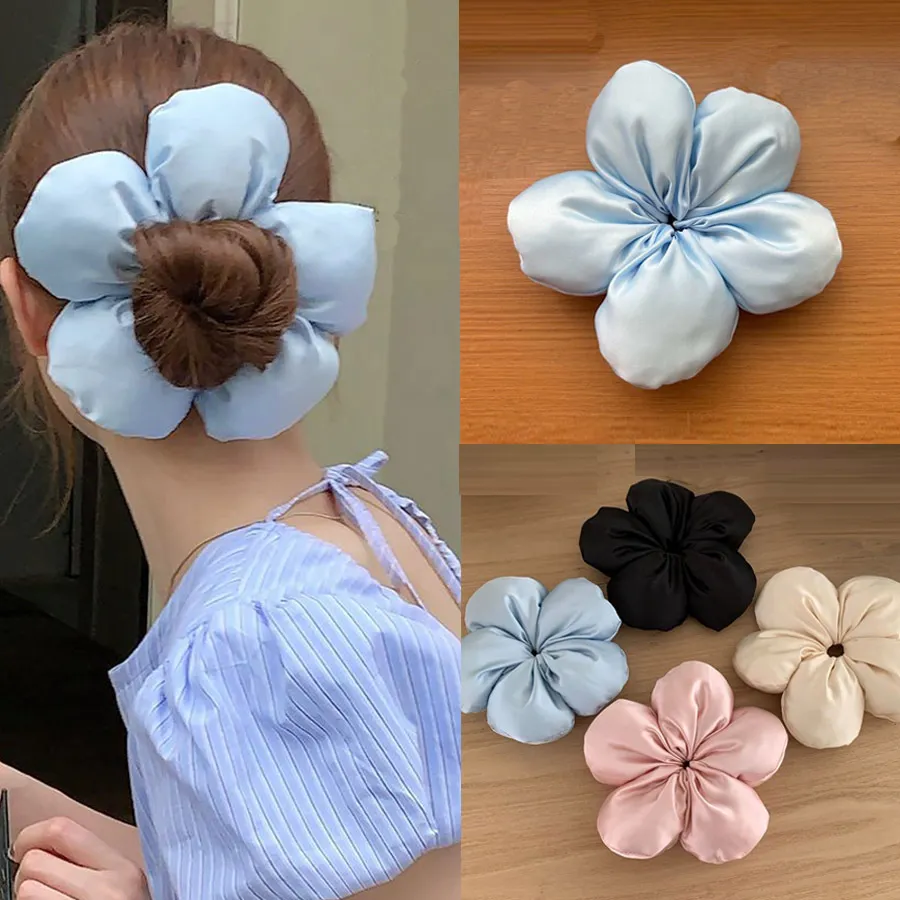 Elegant Cute Solid Color Sponge Floral Hair Ring
