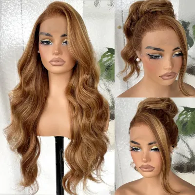 Women Fashion Front Lace Long Curly Hair Wig