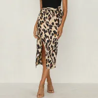 Women Fashion Jacquard Leopard Print Skirt