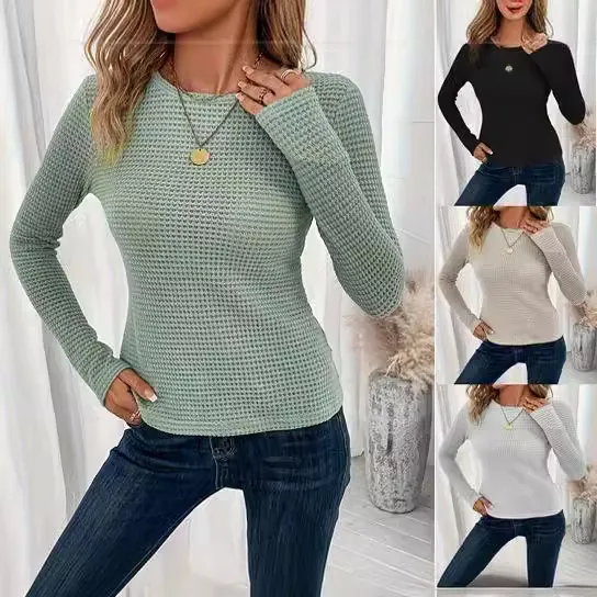 Women Slim Fit Long Sleeve Crewneck T-Shirt Street Hipster Style