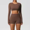 7104 Long Sleeve 7101 Shorts Suit-Chestnut