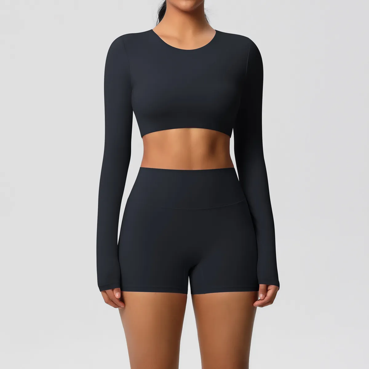 Women Yoga Fashion Solid Color Sports Two-Piece Set with Kam Ammonia Fabric