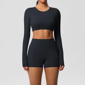 Women Yoga Fashion Solid Color Sports Two-Piece Set with Kam Ammonia Fabric