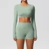7104 Long Sleeve 7101 Shorts Suit-Basil Green