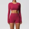7104 Long Sleeve 7101 Shorts Suit-Carmine