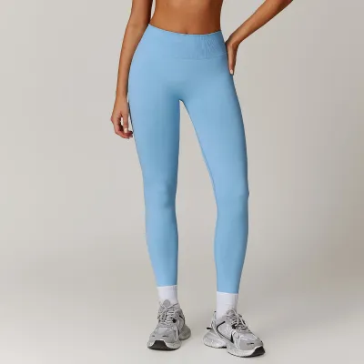 Women Seamless High Waist Yoga Leggings Solid Color Sports Bottoms