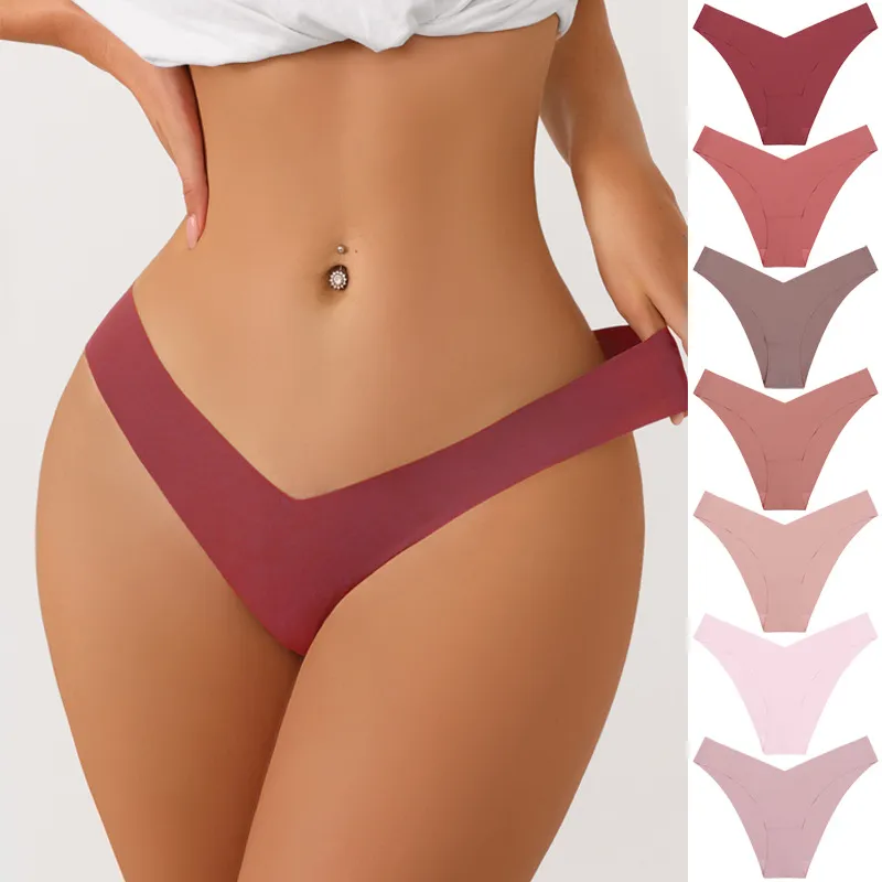 Women's Ice Silk Low Waist Solid Color Panties