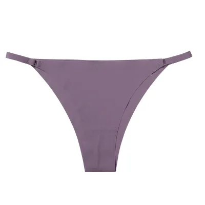 Women Sexy Solid Color Ice Silk Thong Panties Low Rise