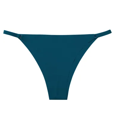 Women Sexy Solid Color Ice Silk Thong Panties Low Rise