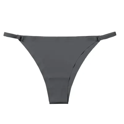 Women Sexy Solid Color Ice Silk Thong Panties Low Rise