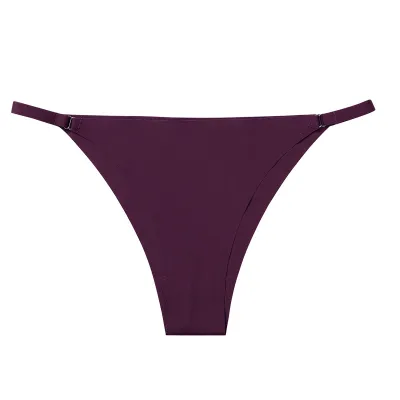 Women Sexy Solid Color Ice Silk Thong Panties Low Rise