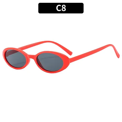 Retro Solid Oval Sunglasses PC