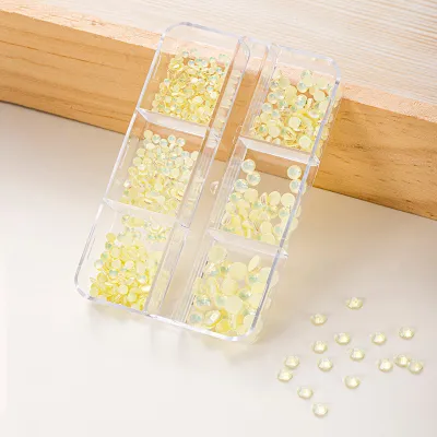 Women Simple 6-Gel Mocha Colorful Rhinestone Small Broken Diamond Flat Bottom Nail Art Decorative Accessories