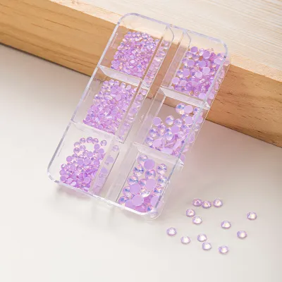 Women Simple 6-Gel Mocha Colorful Rhinestone Small Broken Diamond Flat Bottom Nail Art Decorative Accessories