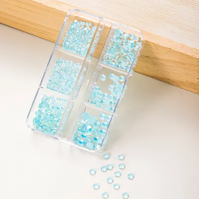 Women Simple 6-Gel Mocha Colorful Rhinestone Small Broken Diamond Flat Bottom Nail Art Decorative Accessories