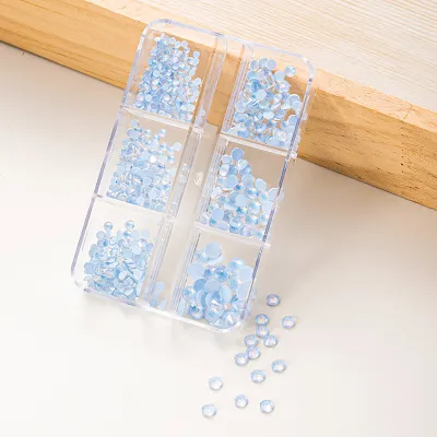 Women Simple 6-Gel Mocha Colorful Rhinestone Small Broken Diamond Flat Bottom Nail Art Decorative Accessories