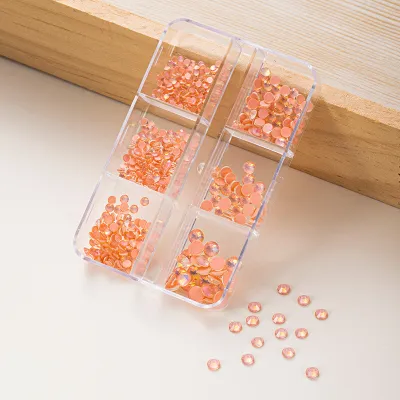 Women Simple 6-Gel Mocha Colorful Rhinestone Small Broken Diamond Flat Bottom Nail Art Decorative Accessories