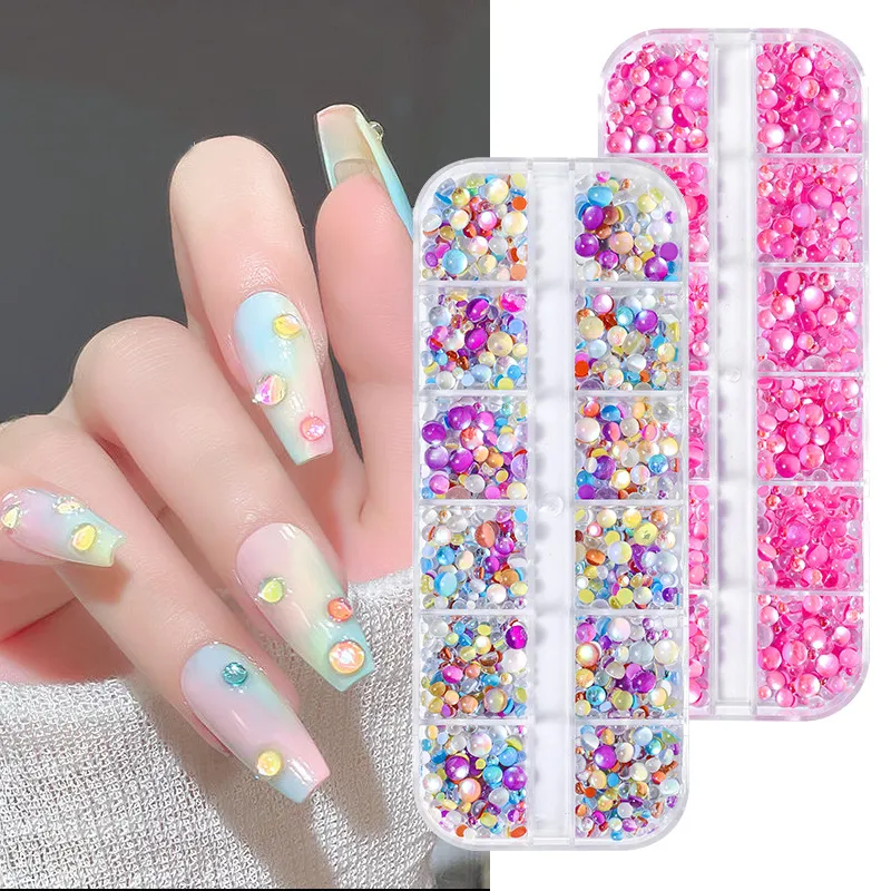 Women Minimalist 12-Grid Magic Mermaid Bead Nail Art Decoration