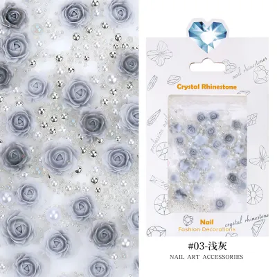 Women Fashion 3D Floral Resin Rose Nail Decoration - Creative Nail Art