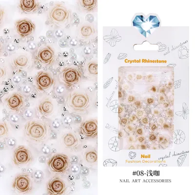 Women Fashion 3D Floral Resin Rose Nail Decoration - Creative Nail Art