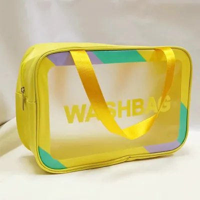 Women Simple Large Capacity Portable Transparent PVC Waterproof Storage Cosmetic Bag