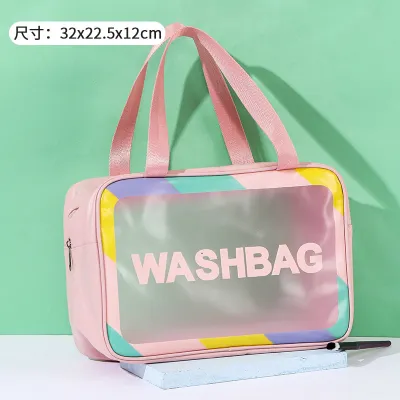 Women Simple Large Capacity Portable Transparent PVC Waterproof Storage Cosmetic Bag