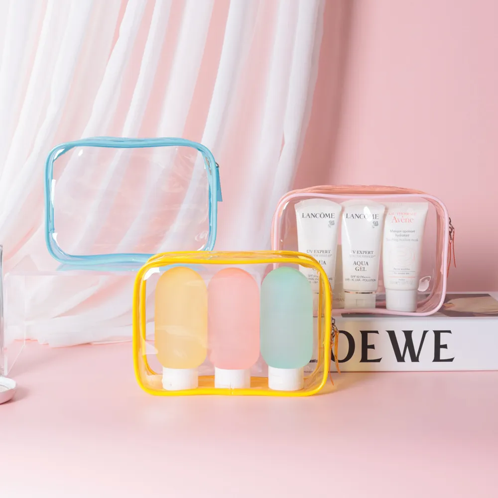 Women Simple Large Capacity Transparent PVC Waterproof Cosmetic Bag