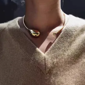 Women Simple Creative Drop-Shaped Opening Necklace
